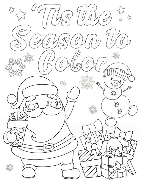 Download Free Christmas Coloring Pages Set of 5 , Printable coloring sheets JPEG Crafts
